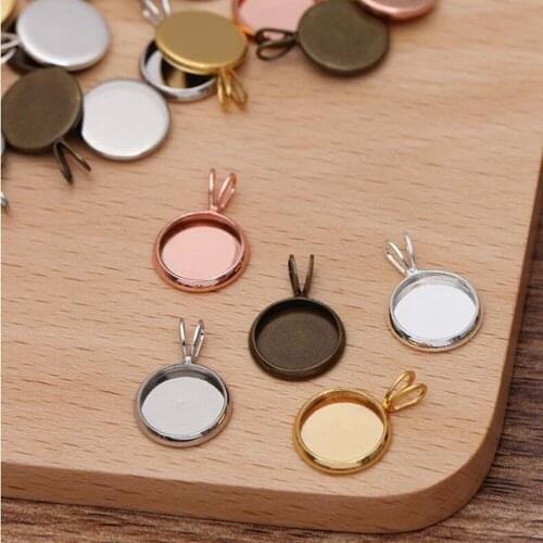 500pcs Copper plated 10mm 12mm 14mm 16mm 18mm 20mm V-shaped buckle tray bezel pendant blank base jewelry cabochon settings