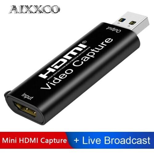 AIXXCO HD 1080P 4K HDMI-compatible Video Capture Card USB Video Capture Board Game Record Live Streaming Broadcast Local Loop