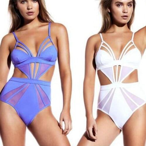 White One Piece Swimsuit Women Ribbed Swimwear Female Hollow Out Bathing Suit Push Up Monokini Sexy Bodysuit New Summer Beach