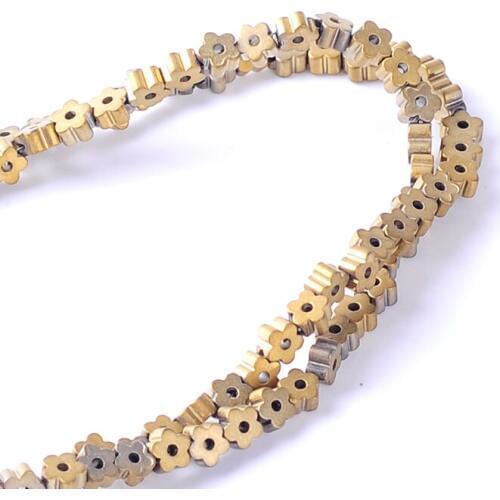 4colors Natural Stone 2*3.8mm Matt Hematite Beads Flower shape Loose Beads for DIY Necklace Bracelet Jewelry Making Accessories