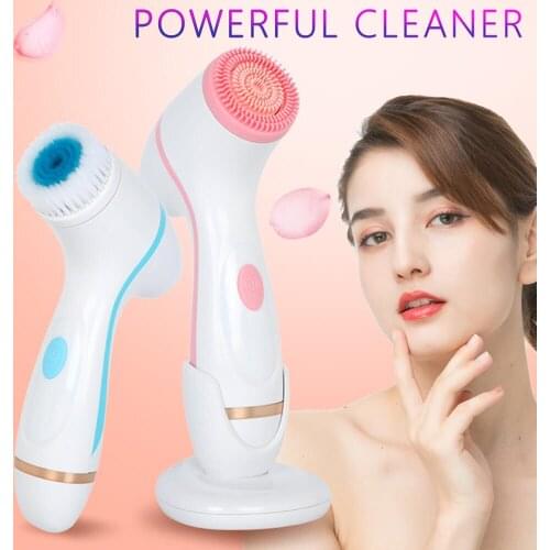 Electric Facial Brush Washing Face Cleansing Household Silicone Skin Beauty Makeup Cleaner Ultrasonic Blackhead Acne Remover Set