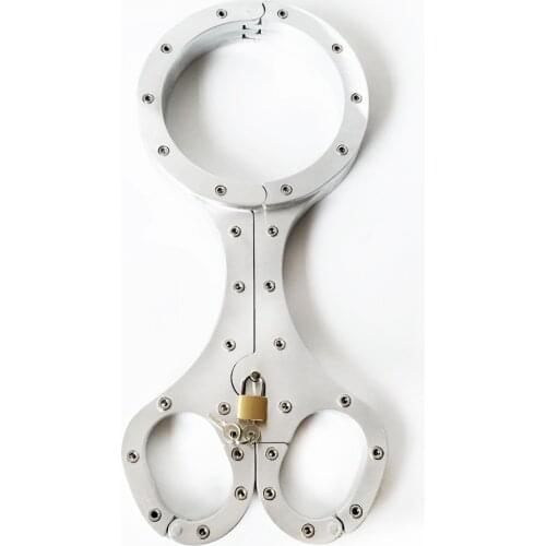 Stainless Steel Bondage Sex Toy For Male Female Fix Neck Collar Handcuffs Wrist Cuffs Restraint BDSM Torture Adult Games
