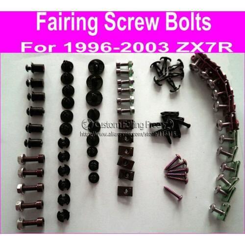 Fit bodyworks screw bolts kit for Kawasaki 1996-2003 ZX7R black fairing dag screws coupling bolt set ZX7R 1996-2003