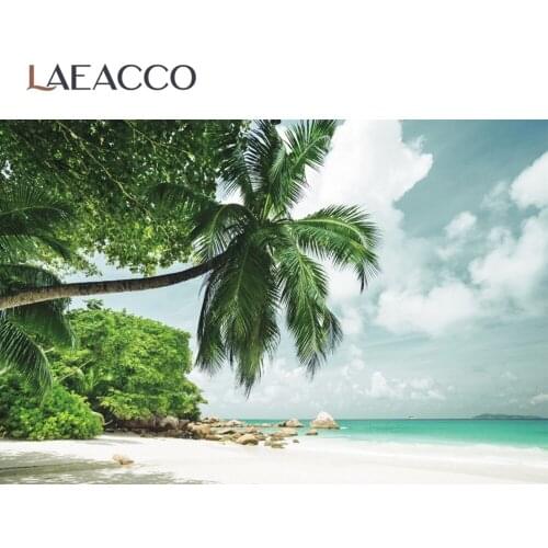 Laeacco Summer Tropical Plams Tree Beach Scenic Photo Shoot Home Decor Backdrop For Photography Photo Background Photo Studio