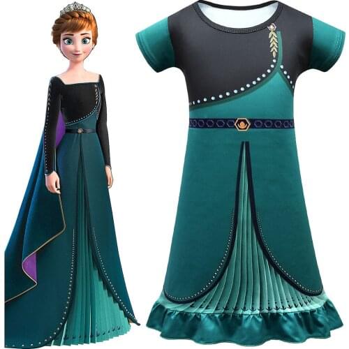 Disney princess summer night dress children pajama children cosplay clothing baby cartoon Frozen 2 nightgown girl sleepwear robe