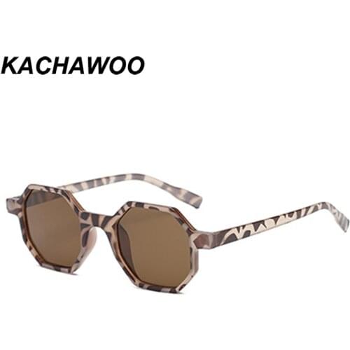 Kachawoo octagon sunglasses women vintage leopard orange black small sun glasses for men summer beach accessories 2018