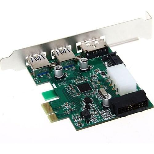 Desktop 3 Port USB 3.0 20 Pin Power ESATA PCI Express Adapter Controller Card