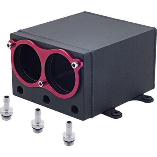 Product 60mm dual port 044 pump use racing black Billet aluminium oil catch can fuel surge tank oct1116