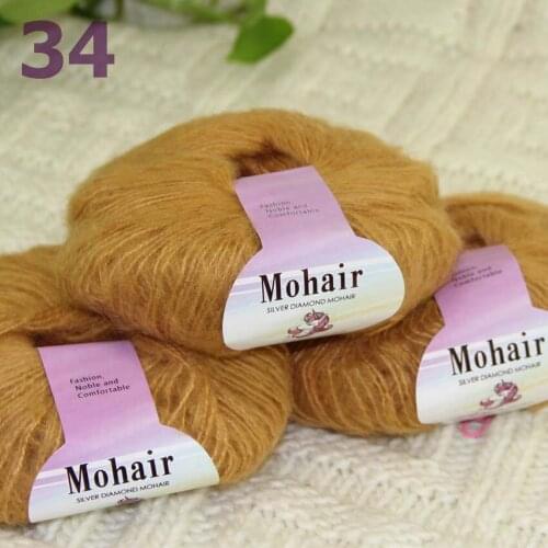 Sale New 3BallsX25g Luxury Soft Mohair Warm Wrap Shawl Hand Knit Crochet Yarn 291-34 Gold