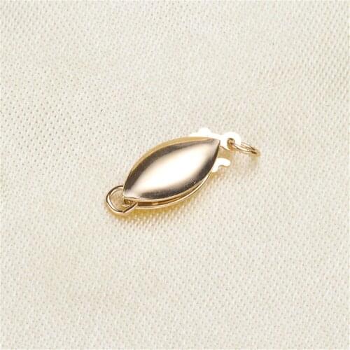 Real Solid G14K Yellow Gold DIY Buckle Necklace Chains Connection Clasps & Hooks Materials Handmade