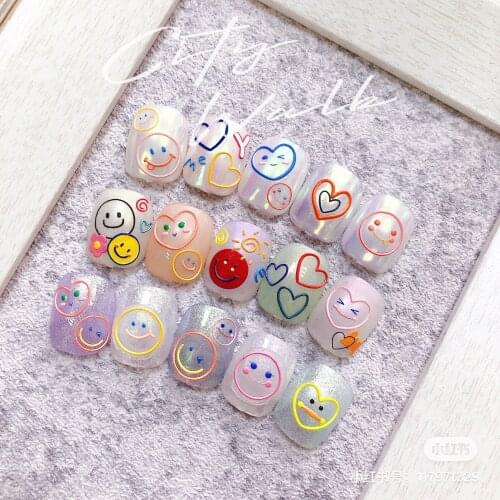 New technology embossed three-dimensional nail art decoration 5D high quality nail stickers smiley love decals nail art design