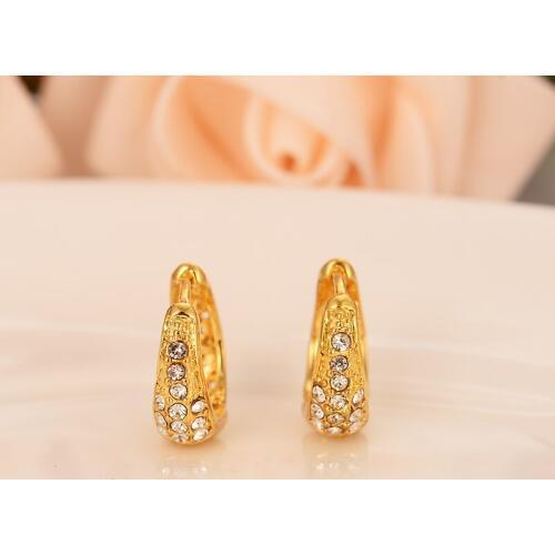 Luxury Lovely Kid Baby Little Girls Jewellery Security Safety CZ Princess Round Gold Color Huggies hoop earrings Jewelry gifts