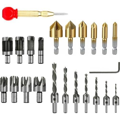 23-piece high-speed steel chamfering tool set woodworking countersunk head chamfering drill