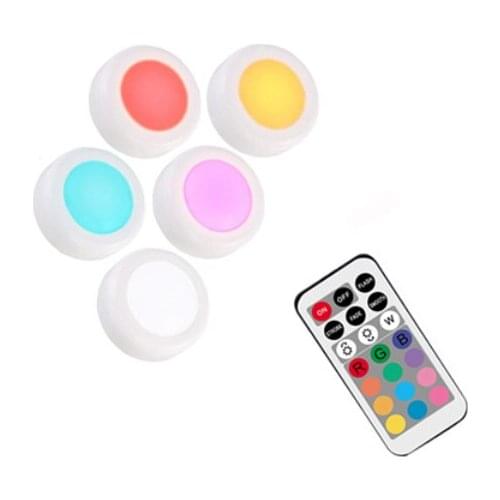 LED Cabinet Light battery RGB Color Puck Lights Dimmable Under Shelf Kitchen Counter Lighting remote controller night light
