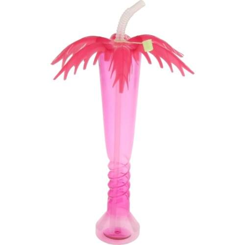 Tropical Coconut Palm Tree Yard Cup Hawaiian Beach Kids Party Cup Lid Straw Cap