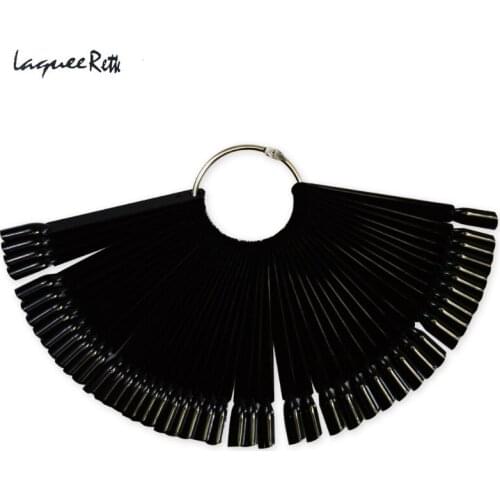 50tips Black Colors Fan Board Nails Tools Nail Art Display Practice False Nail Art Tips Sticks Accessory for Gel Polish