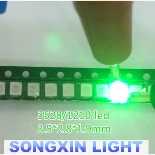 XIASONGXIN LIGHT 100pcs SMT SMD LED 3528 1210 Water Green Ultra Bright Light-Emitting Diode LED Diode Chip Lamp