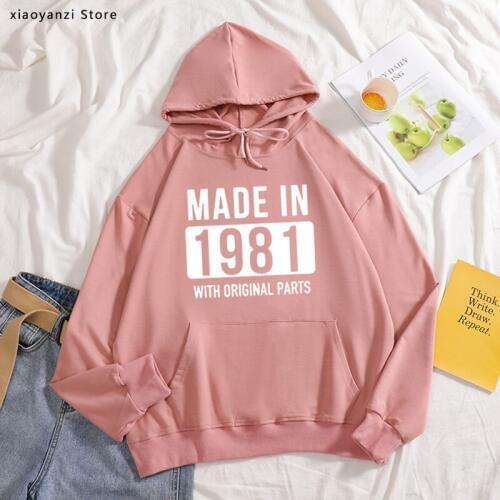 Funny Hoodies Made In 1981 Letter Print women Limited Edition 38th Birthday Gift Nostalgic Year Humour pullovers Masculina