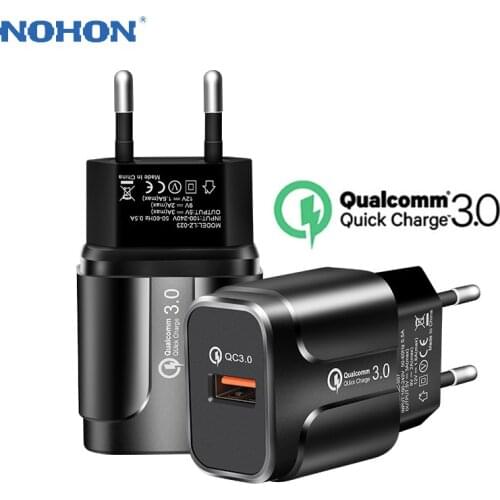 NOHON Quick Charge QC3.0 USB Charger for iPhone11 Pro Max Universal Mobile Phone Fast Charging Travel Wall Charger Adapter EU US