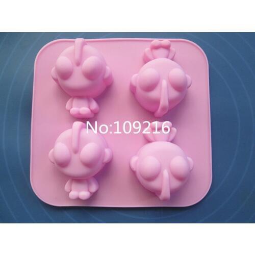 1pcs 4-Holes Robot Good Quality 100% Food Grade Silicone Cake/Jelly/Pudding/Ice/Candy DIY Mold