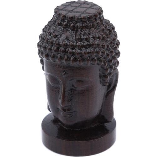 1PC Wooden Figurine Mahogany India Buddha Head Statue Crafts Decorative Ornament Buddha Statue