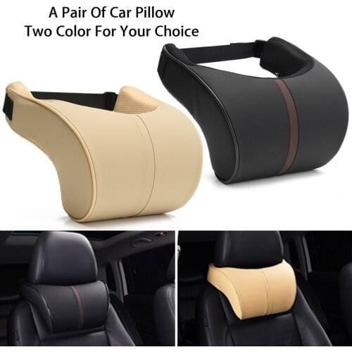 2x car seat neck pillow PU leather ergonomic seat headrest cushion car car neck rest memory foam pillow