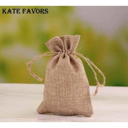 50PCS 10x14CM Natural Jute Burlap Linen Drawstring Gift Bags Sacks Christmas Birthday Wedding Party Favors Candy Bags Supplies