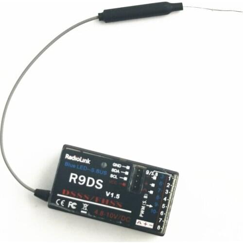 Radiolink R9DS 2.4G 9CH DSSS FHSS Receiver for AT9 AT9S AT10 Transmitter RC Helicopter Multicopter Support S-BUS