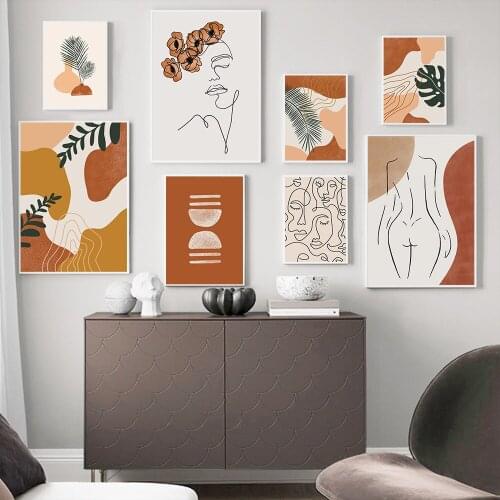 Abstract Bohemian Face Line Canvas Painting Decorative Picture Wall Art Decoration Home Decor