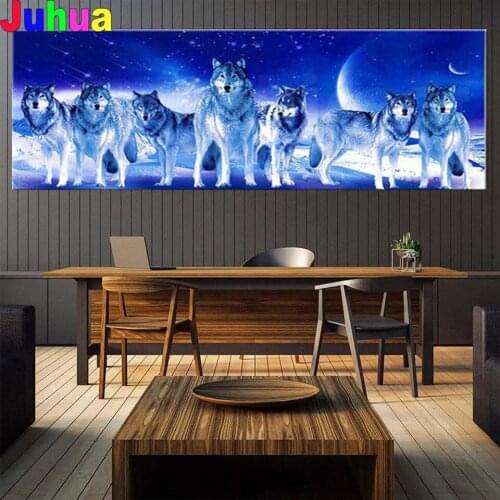 Big size Snow wolf DIY Diamond Painting Full Square Round 5d moon animal Diamond Embroidery mosaic art home Decor