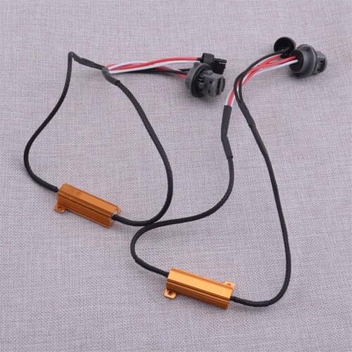 Car 2pcs/Set 8-Ohm 7441 7443 7444 T20 LED Hyper Flash Error Free Fix Decoder Wiring Harness for Turn Signal Light