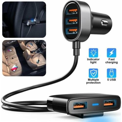 6.2A 5 Ports USB Car Charge Quick Fast Charging For iPhone 12 Xiaomi Huawei Mobile Phone Charger Adapter in Car