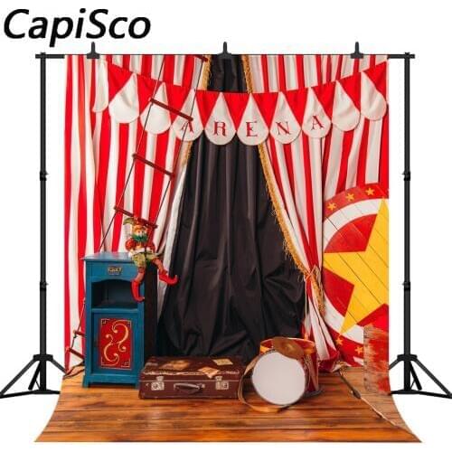 Capisco Circus Red white Curtains Carnival Birthday Party photography backdrops Baby Shower Photo Studio Backgrounds Photobooth