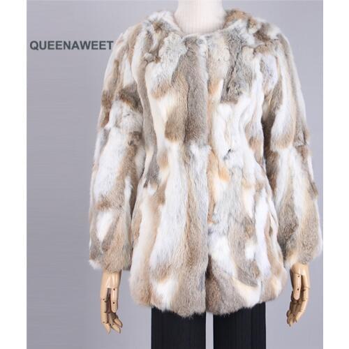 COA 2019 New Hot Sale Winter Women Natural Rabbit Fur Coat Warm Soft Slim Rabbit Fur Jacket Fashion Ladies