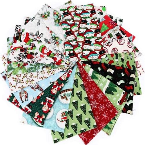 Dailylike 20PCS Cotton Christmas Fabric Bundles Sewing Square Patchwork Christmas Printing For DIY Craft Christmas Party Supplie