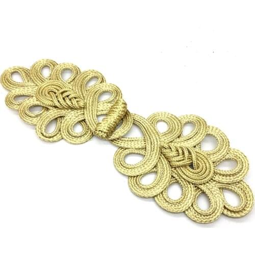 DoreenBeads Golden Color Chinese Frog Buttons Christmas Trees Leaves Shape Chinese Knot Buttons DIY Cheongsam Tang Suit 1Pair