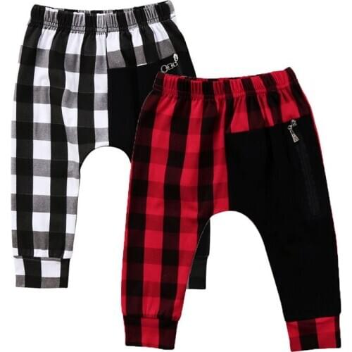 Emmababy Fashion Toddler Kids Boys Red Plaid Bottom Long Pants Panty Harem Pants Trousers Casual Size 1-6T