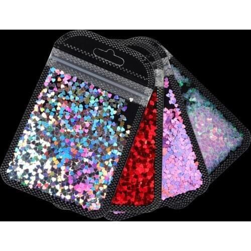 Holographic Glitter Love Heart Sequins For Nail Art Decorations Valentines Day Manicure Decals Paillette Nail Art Accessories