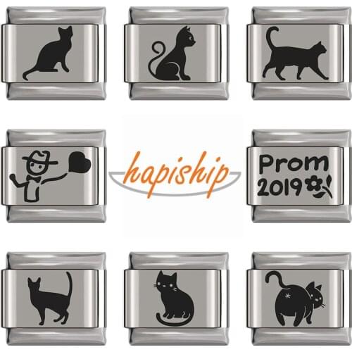 Hapiship 2020 New Original Daisy Sweet Cute Animal Prom2019 Cat Charm Fit 9mm Bracelet Stainless Steel Jewelry DIY Making DJ279