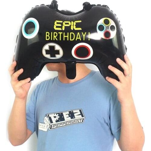 Game on Party Balloons Black Gamepad Foil Balloon Video Game Controller Helium Globos for Birthday Party Decoration Supplies