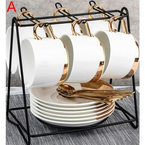 Coffee cup, European coffee cup, ceramic small luxury gold elegant English afternoon tea cup, tea set, 6 pieces of a set