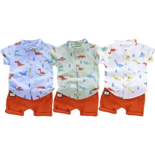 Baby Kids Clothing Sets Summer Boys Suit Cotton Turndown Collar T-shirt Shorts Pants 2Pcs Children Clothing Toddler Boy Clothes