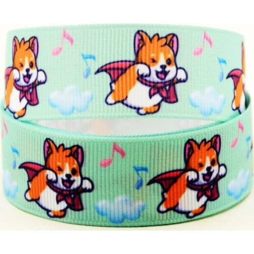 22mm 25mm 38mm 75mm Dog cartoon printed Grosgrain Ribbon party decoration 10 Yards X-04392