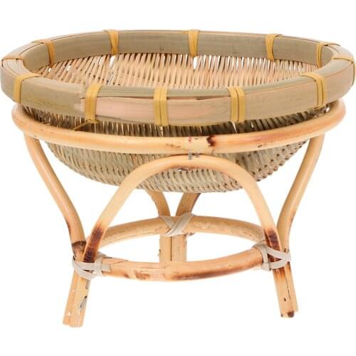 1Pc Bamboo Weaving Dustpan Household Bamboo Basket Kitchen Organizer Foods Vegetable Storage Basket Display Holder