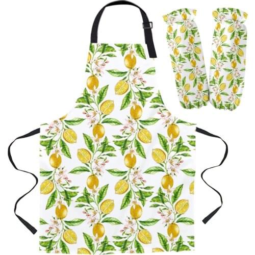 Lemon Texture Watercolor Art Kitchen Apron Baking Accessories Sleeveless Aprons for Men Women Home Cleaning Tools