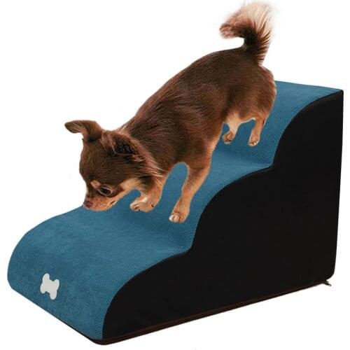 Dog Stairs Pet 3 Steps Stairs For Small Dog Cat Dog House Pet Ramp Ladder Anti-slip Portable Non Slip High Density Foam Pet Dogs