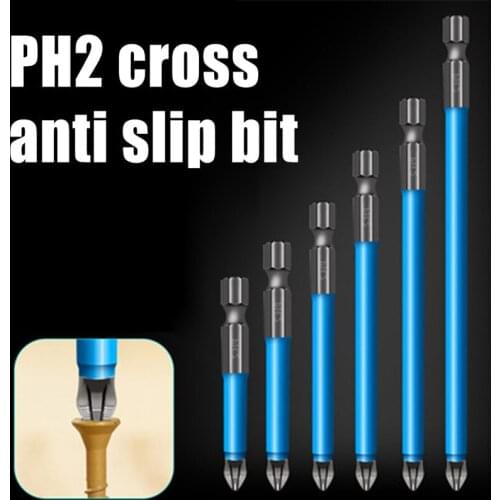 Magnetic Anti-Slip Drill Bit 7Pcs Magnetic PH2 Phillips Bits Set strong magnetic Hand Tools Screwdriver Drill Bit 25mm-150mm