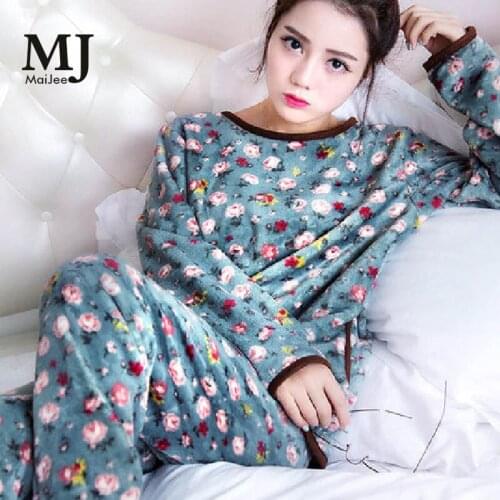 MJ175A Winter Pyjama Pajama Set Flannel Sleepwea Thickening Pyjama Women Pijama Mujer Pijamas Entero Pyjamas Feminino Pajamas