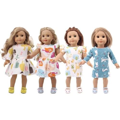 2021 New Pattern Clothes Cartoon Dress Fit 18 Inch American&43cm Baby New Born Doll Clothes Accessories