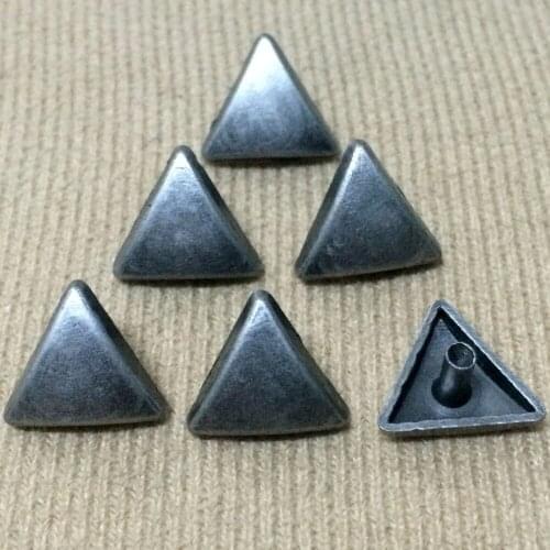 New Coming 50PCS 11.5MM Antique Silver Trigon Studs Rivet Punk Spike Shoes Belt Bag Bracelets Accessories Leather Craft